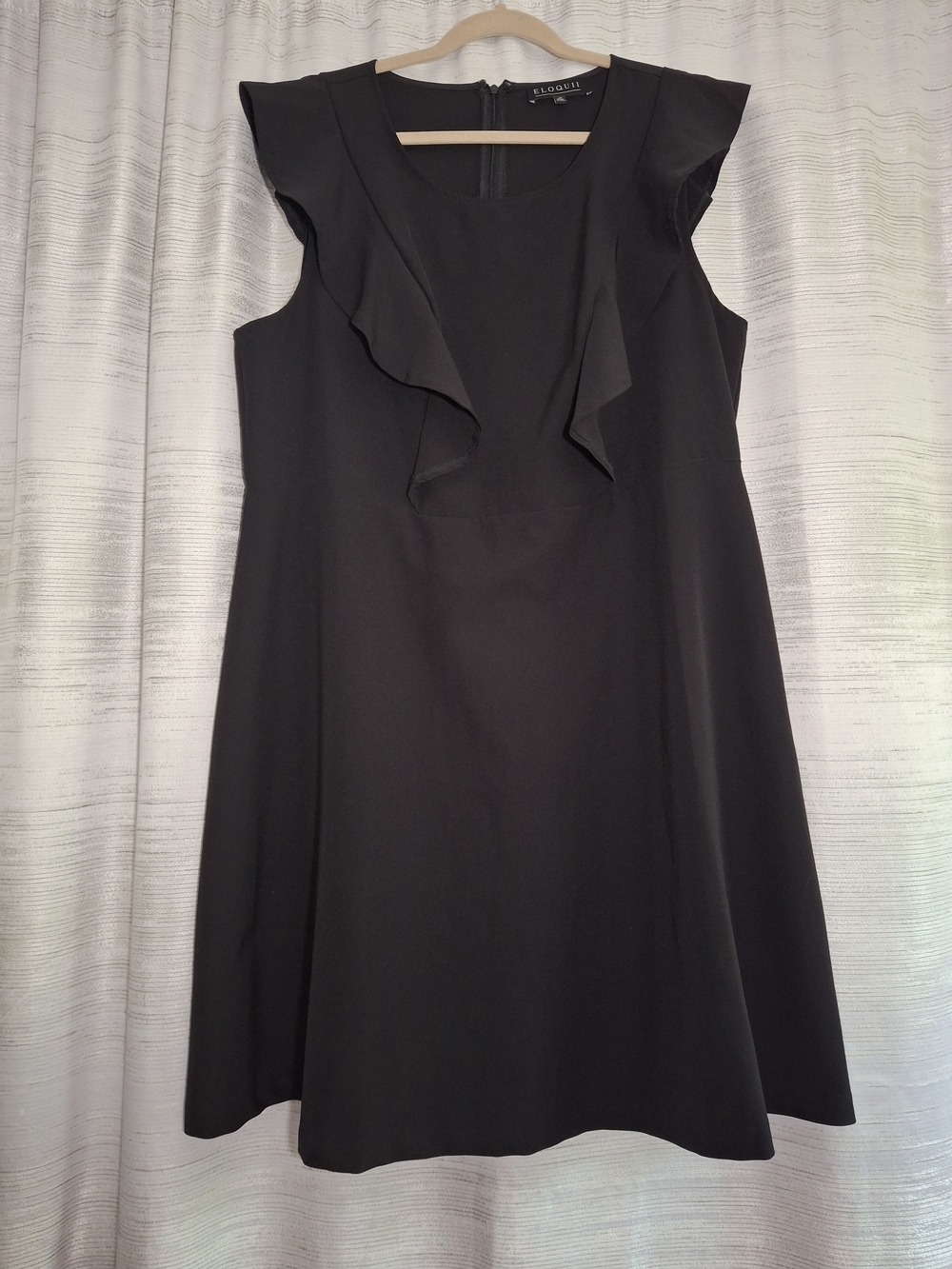 Eloquii Black Ruffle A-Line Dress Scubaknit Size 18